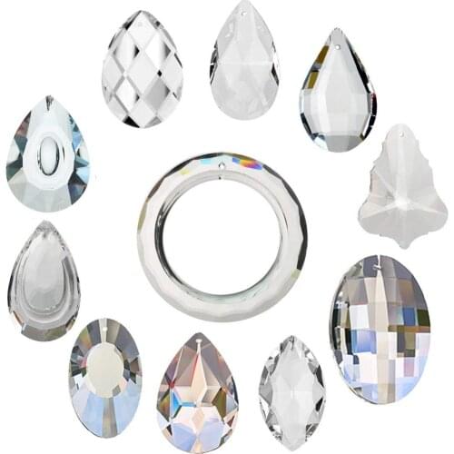 H&D 11pcs Clear Crystal Chandelier Lamp Lighting Drops Pendants Balls Prisms Hanging Glass Prisms Parts Suncatcher House Decor