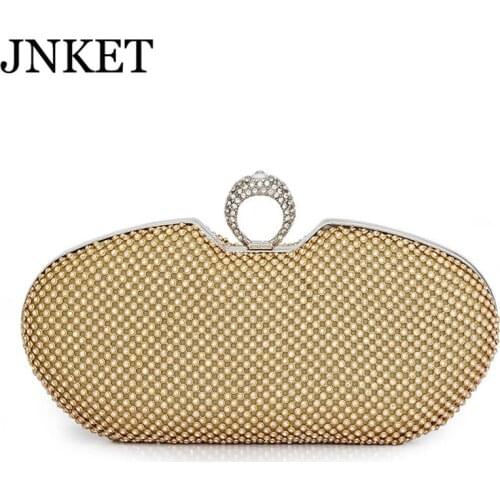 JNKET New Fashion Women Evening Bags Party Handbag Rhinestone Banquet Bag Chain Shoulder Bag Crossbody Bag