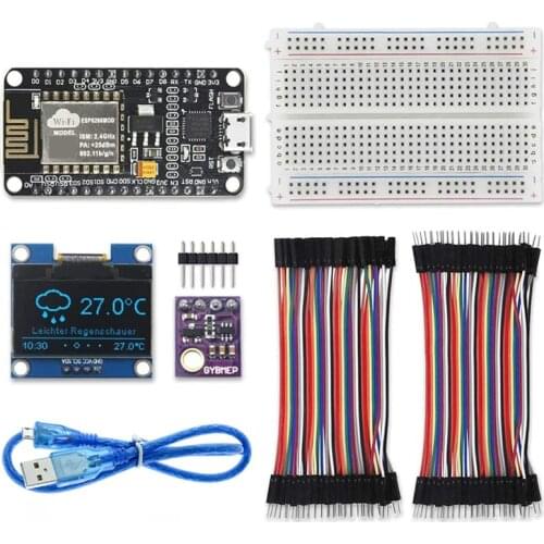 WiFi Weather Station Kit BME280 Temperature Humidity Pressure Sensor + OLED IIC LCD Display + Jumper Wire