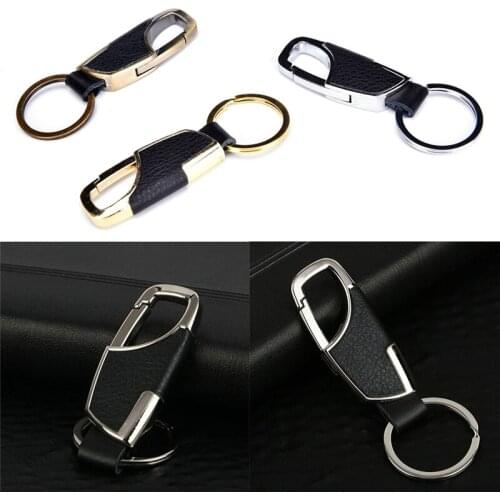Metal Leather Car Keyring Fashion Car-styling PU Leather Car Key Chain Ring Keychain Keyfob Jewelry Trinket Accessories