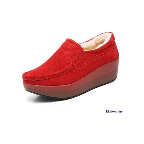 Autumn Shoes Woman Platform Women Shoes Cow Suede Leather Flats Thick Sole Womens Loafers MoccasinsE781