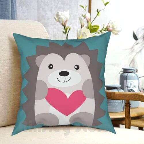 Hedgehog Pillow Case Printed Home Soft DIY Pillow cover Hedgehog Block Phone Quill Needle Zoo Mammal White Character