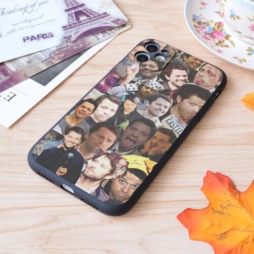 For iPhone Misha Collins Collage Print Soft Matt Apple iPhone Case