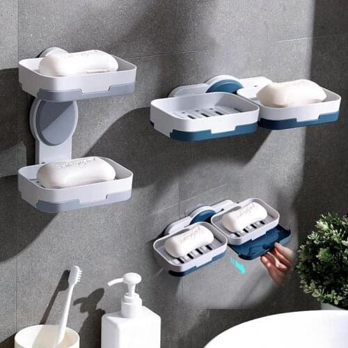 Rotarable Drainge Soap Box Wall-Mount Soap Dish Case Home Shower Travel Soap Box Sundries Container Bathroom Drain Storage Rack