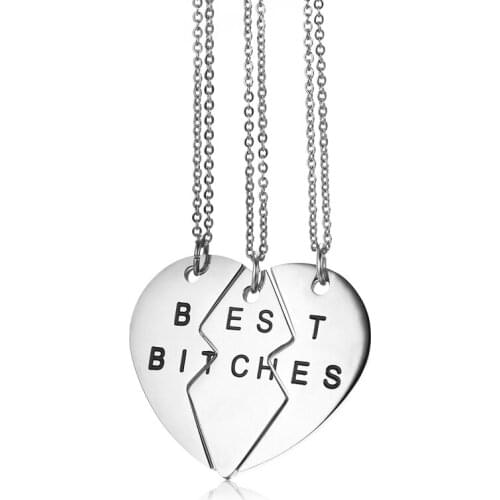 N00421 3-person friendship puzzle love pendant titanium steel friendship heart-shaped silver gold pendant friendship gift