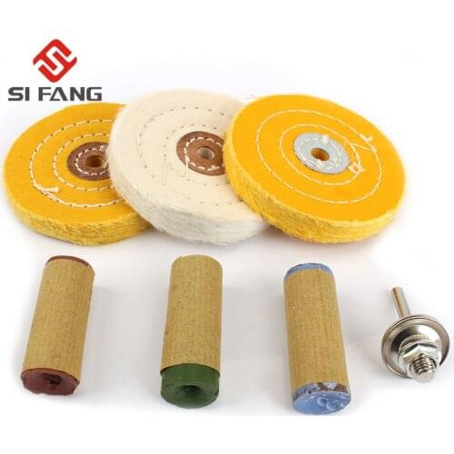 SIFAN 3Pcs 4"(100mm) Quality Cotton Cloth Buffer Polishing Wheel Set Jewelry Abrasive Brush Dremel Accessories For Rotary Tools