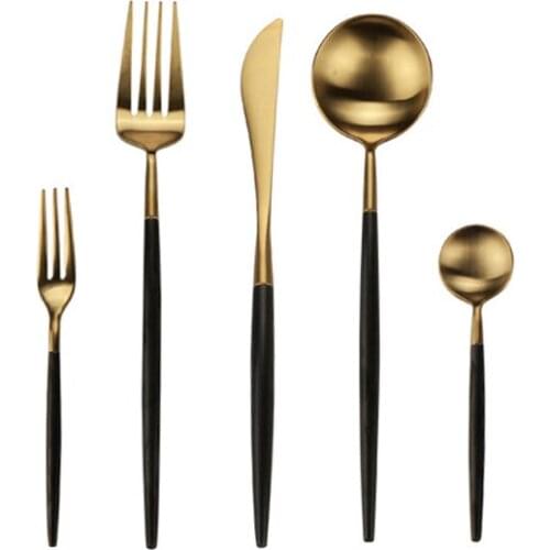 Spklifey Dinnerware Set Stainless Steel Cutlery Gold Dinner Set Knife Fork Spoon Silverware Set Kitchen Tableware Set