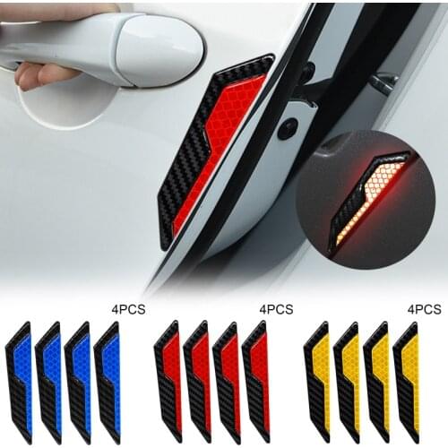 4pc Car Door Anti-Collision Strip Body Stickers Reflective Stickers Warning Stickers Decorative Scratch-Resistant Modified Decor