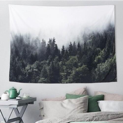 Lannidaa Foggy Forest Tapestry Wall Hanging Home Decoration Tapestry Farmhouse Dorm Room Printed Wall Tapestry Cloth Bedspreads