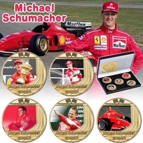 German Racing Driver Gold Plated Commemorative Coins Set with Coin Holder Sports Collectibles F1 Challenge Coin Souvenir Gift