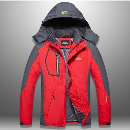 2021 NEW Men Jacket Winter Waterproof Hiking Jackets Outwear Warm Coat Man Thick Hooded Jacket Man Fleece Overcoat Inside Pocket