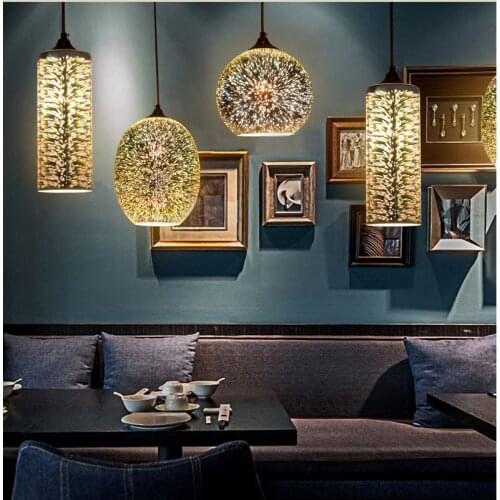 New creative 3D stained glass pandant personalized Art Deco restaurant bar Bedroom living room dining room Home Decoration