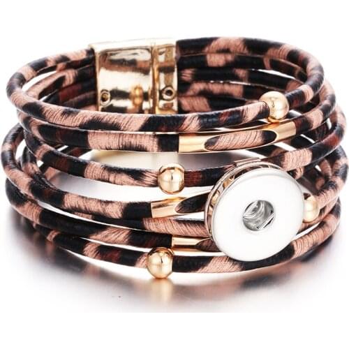 New Leopard Fashion 20mm 18mm Snap Button Bracelet DIY Jewelry MN3056
