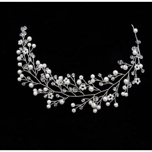 Crystal pearl beads hairbands handmade hair headdress brides hair accessories