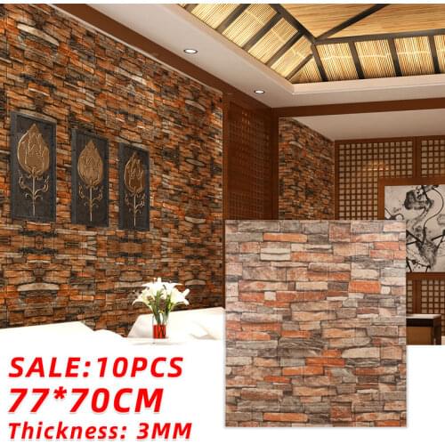 Self Adhesive Foam Wallpaper 10PCS 3D Brick Wall Panel Living Room Brick Stickers Retro Bedroom Kids Brick Papers Home Decor