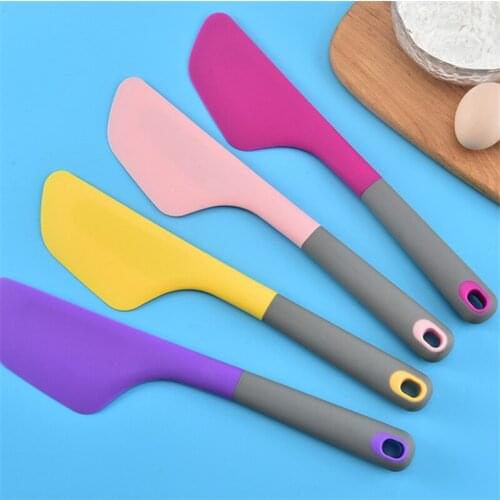 4 Colors Silicone Cream Baking Scraper Non Stick Butter Spatula Cutter Chocolate Smoother Heat Resistant Kitchen Pastry Tools