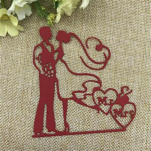 Wedding Love Cutting Dies Groom Bride Kissing Bouquets Stencils For DIY Scrapbooking Album Embossing Decor Metal Craft
