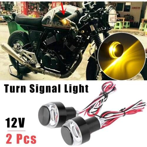 2 Pcs LED Motorcycle Handlebar End Turn Signal Light Universal Indicator Flasher Handle Bar Blinker Side Marker Lamp