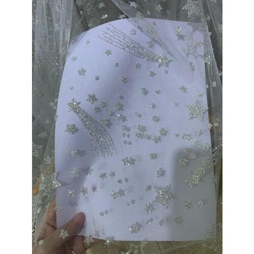 Stock 5yards/bag Silver star design fashion new flash pink fabric European and American style wedding design HL73