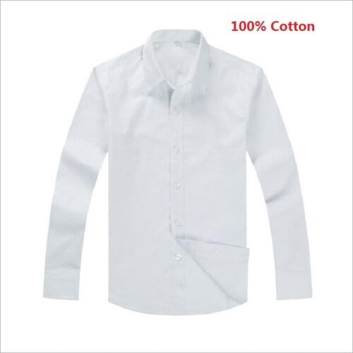 Spring Childrens Shirts For Boys Solid 100% Cotton Wild Long Sleeve School White Shirts For Boys Kids Clothes Baby Boy Shirts