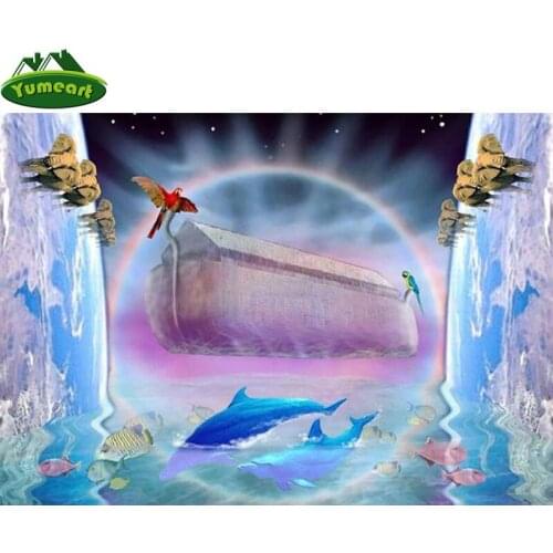 YUMEART DIY 5D Full Diamond Embroidery Rainbow Diamond Painting Cross-stitch Birds&Dolphin Elephant Rhinestone Mosaic Decor Gift