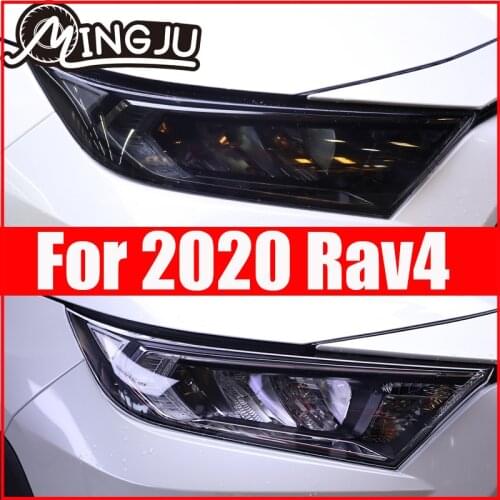 2 Pcs Car Headlight Protective Film Vinyl Protection Car Goods Black TPU Sticker For Toyota RAV4 XA50 2019 2020 2021 Accessories