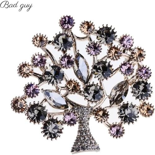 Wishing Tree Zircon Brooch Pin for Womens Vitage Gems Brooch Jewelry Clothes Scarf Buckle Garment Accessories Fine Jewelry Gift