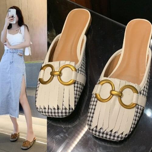 Womens Sandals 2021 Fashion Loafers INS Style Mules Shoes Beautiful Summer Flat Slippers（Size 35-40