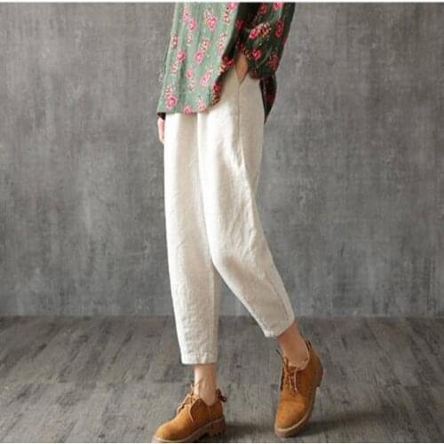 2020 Rushed New Flat Sweatpants Free Shipping Cotton Plus Size Female Spring And Summer Cropped Pants Loose Harem Casual Radish