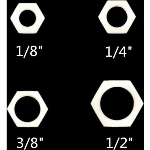 10PCS 1/8" 1/4" 3/8" 1/2" 3/4" Female thread plastic nuts Lock nut Outer hexagon fastening nut with Sealing ring