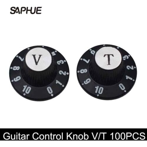 100PC Aluminum Guitar Tone and Volume Speed Control Knobs Silver Silver Top Hat Bell For GB LP SG Electric Guitar