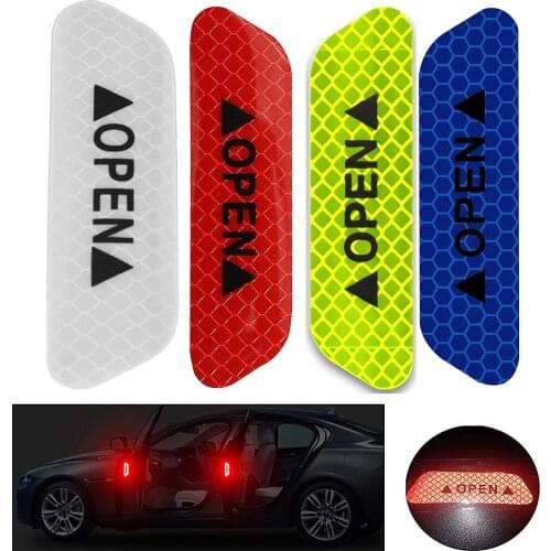 4PCS Fluorescent Car Reflective Strips Warning Stickers For Lada granta vesta kalina priora niva xray largus Opel Astra H G J
