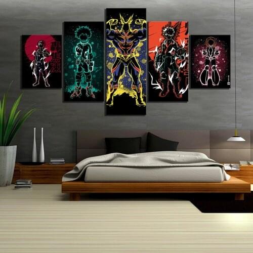 5 Piece Abstract Art HD Cartoon Picture My Hero Academia Anime Poster Boku No Hero Academia Pictures Canvas Paintings for Wall