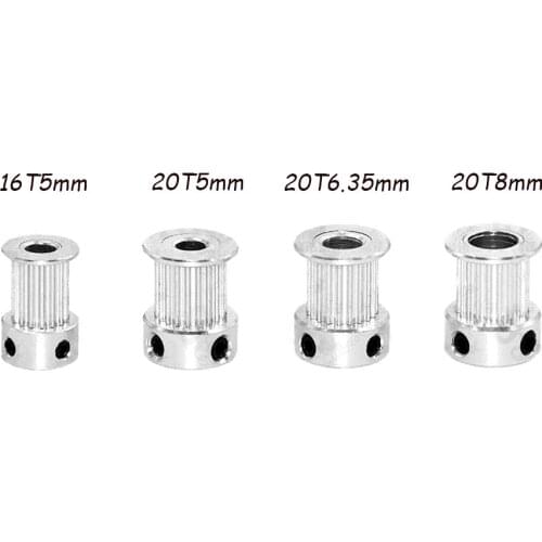 5pcs GT2 Timing Pulley bore 5mm 6.35mm 8mm fit for GT2 belt width 9MM/10mm for CNC 3D printer parts (GT2 16 / 20teeth)