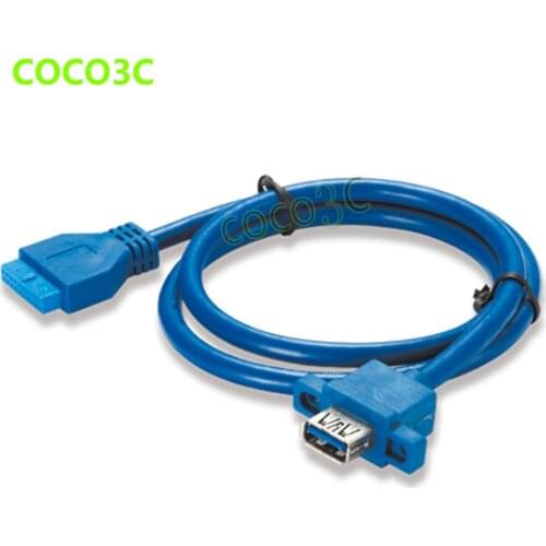 50cm 19pin female header to USB 3.0 A Female port Cable 20Pin to USB3.0 Splitter Cable with Panel Screw Hole