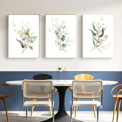 Bohemia Green Leaves Watercolor Nordic Posters Canvas Painting Wall Art Prints Picture for Living Room Interior Home Decor