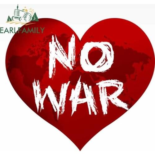 EARLFAMILY 13cm x 11.7cm No War Red Heart Vinyl Car Stickers Rear Windshield Decal Graffiti World Peace Graphics
