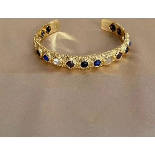 European and American style lapis lazuli inlaid texture bracelet with adjustable opening