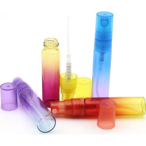 100pcs/lot 5ml Mist Spray Bottle Spray Pump Bottle Travel Refillable Glass Perfume Bottle With Sprayer Color bottling