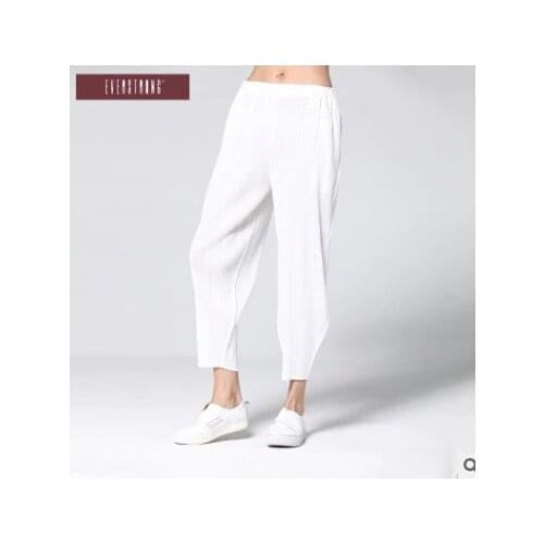 HOT SELLING Miyake fashion Spring and summer mid waist solid harem pants IN STOCK