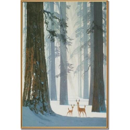 Framed Forest elk Painting Canvas Wall Art Picture Home Decoration Living Room Canvas Print Modern Painting 1SC-9-421