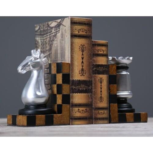 Chess Bookends, Classic Decorative Resin Book Shelf Organizers Book Stopper (Chess Piece)