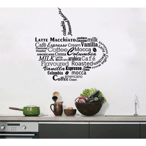 KUCADA coffee wall sticker for home decoration removable diy wallpaper black mural art decor pvc WP3107