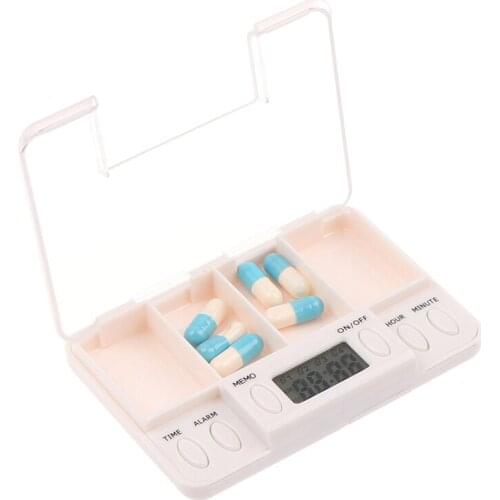 Medicine Boxes Alarm Timer Pills Desk Organizer Pill Container Intelligent Plastic Storage Box Electronic Timing Reminder