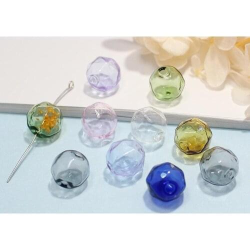 Polygon shape double hole 14mm color glass ball globe beads hollow glass bottle vial jewelry making accessories findings
