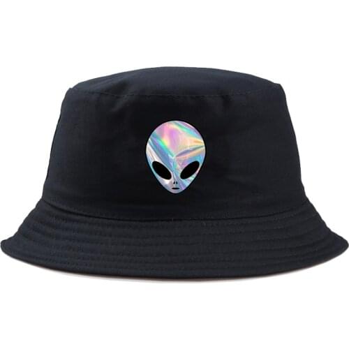 Unisex Alien print Bucket Hat men Beach Sun Hat Street Headwear Fisherman casual Outdoor Foldable Cap Woman Hat gift for friends