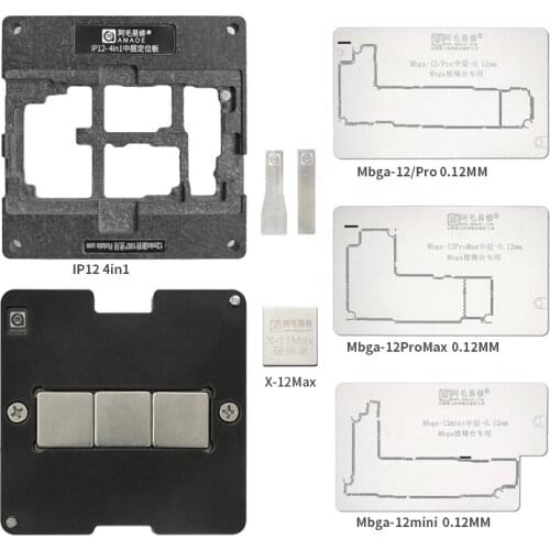 AMAOE 4 In 1 Middle Layer Rebaling Stencil Kit for phone 12 12Pro 12proMax 12mini With Magnetic Positioning Base