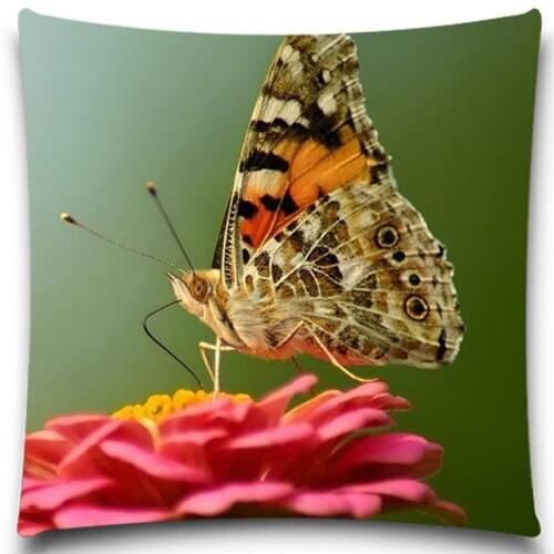Butterfly and flowers Good Quality Pillow case 2d Printed cotton polyester For Soft Throw Chair Seat Cushion cover