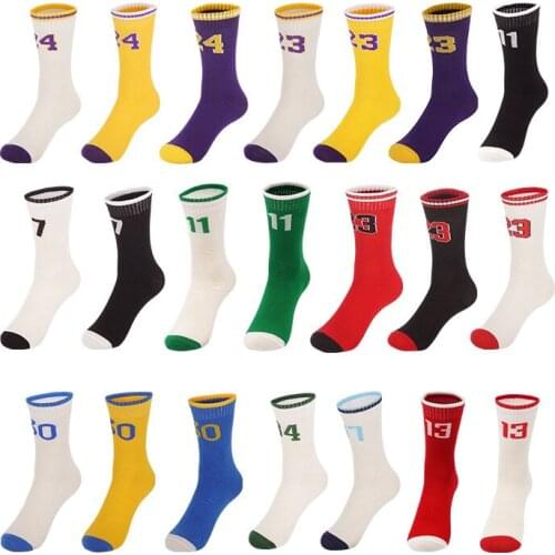 Middle Tube Basketball Socks Adult Kids Thick Bottom Sports Socks Non-slip Basketball Players Number Sports Socks