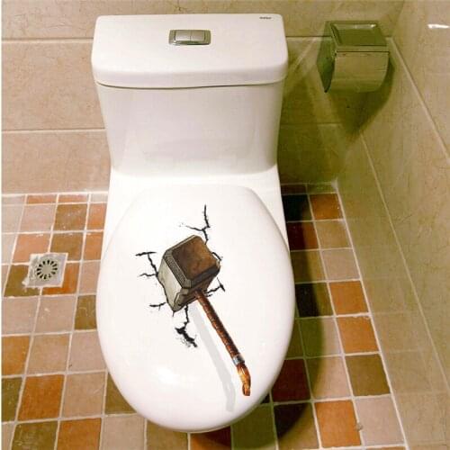 New pattern Hammer crack 3D effect toilet decoration toilet seat sticking environmental protection Removable Wall Sticker